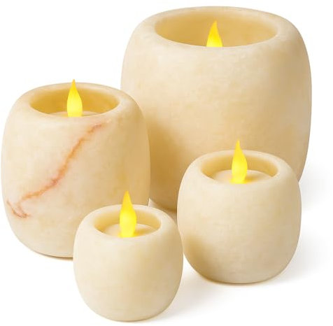 YVELLO. DESIGN Kerzenhalter/Teelichthalter aus Alabaster-Stein - Handgefertigt in Ägypten - Variante: Klein (7-9 cm)