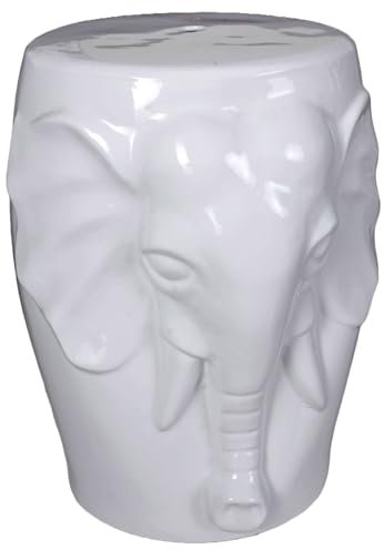 Orientalischer Hocker Elefant Weiss Sitzhocker glasierte Keramik pin018 Palazzo Exclusiv