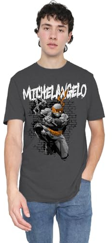 Teenage Mutant Ninja Turtles TMNT TMNT Michelangelo Unisex T Shirt, Charcoal, Medium
