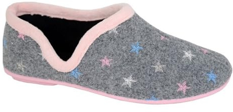 Sleepers Womens/Ladies Aria Star Motif Knitted Slippers (5 UK) (Grey/Pink)
