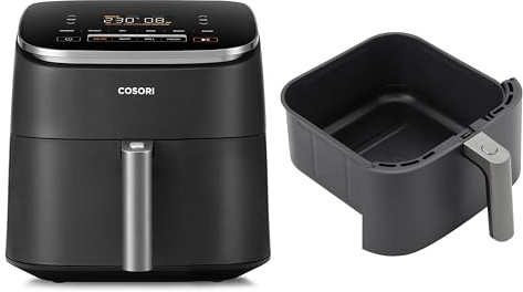 Cosori Turboblaze Heißluftfritteuse Airfryer, 9-in-1 Air Fryer XXL 6L + Cososi TurboBlaze Heißluftfritteuse originale Ersatzkorb 6L, Cosori Zubehör für CAF-DC601-KEU Airfryer