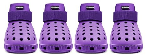 Hundeschuhe Pfotenschutz Outdoor – Hundeschuhe Wasserdicht, einfach an- und auszuziehen, atmungsaktiv, rutschfest, leicht zu reinigende Hundestiefel für Sommer Hitze und Winter Schnee (Lila, M)