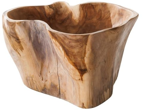 Riess Ambiente Schale Flowers - 45cm - Natur braun - Teak Wurzelholz Unikat Vase Blumentopf Deko-Schale Unikat Natural Look organische Form