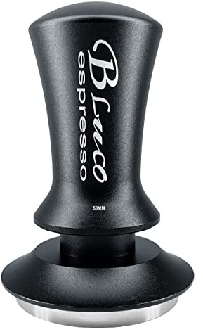 BLUCO 51/53/58mm Espresso Tamper - Spring-Loaded, Stainless Steel Flat Base - Essential for Baristas (Black, 53mm)