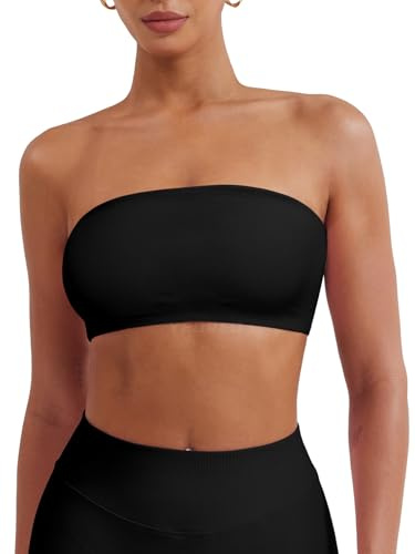 YEOREO CoreFlex Workout Bandeau Sports Bra Black M