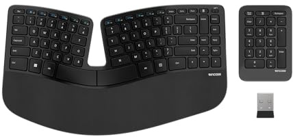 Incase Sculpt Ergonomic Keyboard – Designed by Microsoft – Split Keyset Design, Palm Rest, Contoured Layout, One-Touch Windows Button, AES 128-Bit Encryption, Includes Separate Number Pad – Black