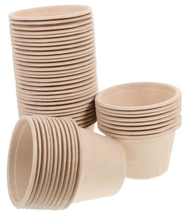 PRETYZOOM 50piezas Tazón De Papel Para Taza De De Pulpa De Unidades Para Fiestas y Postres De Yogur Desechables Sostenibles y Prácticas Para Helados