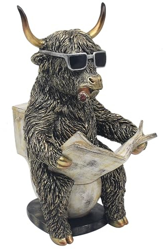 Lesser & Pavey Attitude Loo Time Highland Cow Decor Animal Figurine Large
