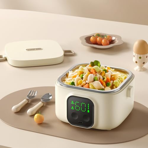 zenggp Lunch Box Elettrico per Bambini, Lunch Box Portatile Auto-riscaldante con Batteria Ricaricabile, Scaldavivande con Timer E Regolatore di Temperatura, per Bambini E Adolescenti(800ml)