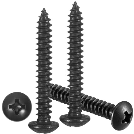 METALLIXITY Phillips Pan Head Self Tapping Screws(M5x35) 50Pcs, 304 Stainless Steel Self Drilling Screw for Metal Wood Plastic, for Cabinet Wall Shutter Plate Rock Furniture, Black