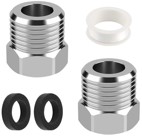 2 Stück Edelstahl Adapter 3/8 auf 1/2 – Reduzierung 1/2 auf 3/8 Adapter 3/8 auf 1/2, Wasseranschluss Adapter, Reduziernippel 1/2 auf 3/8 Edelstahl, Flexschlauch 3/8 auf 1/2 Zoll