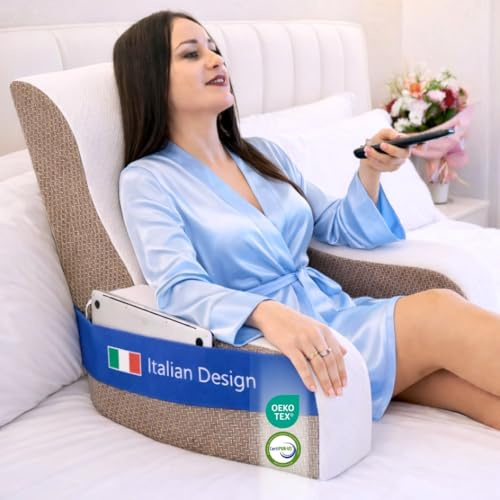 Läskudde för Säng och Soffa Ritalia – Ergonomisk Ryggkudde för Läsning och TV-tittande – Stöd för Rygg och Nacke – Bekväm Sittkomfort