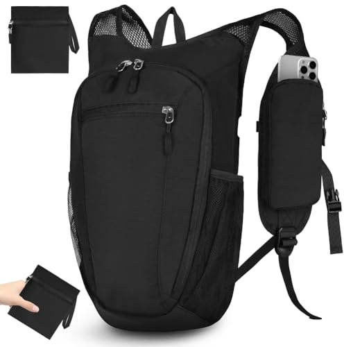 HOTUT Wanderrucksack Leichter, 10L/15L Herren Kleiner Rucksack Wandern Damen Leicht Daypack Tagesrucksack mit Handytasche, Faltbarer Trekkingrucksack für Bergsteigen Wandern Camping Outdoor Travel