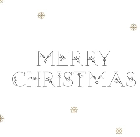 Servietten Papier 33x33cm 3-lagig 20 Stück - hochwertig & nachhaltig - Einweg Papierservietten mit Merry Christmas Schriftzug, goldenen Schneeflocken - festliche Tischdekoration Weihnachten