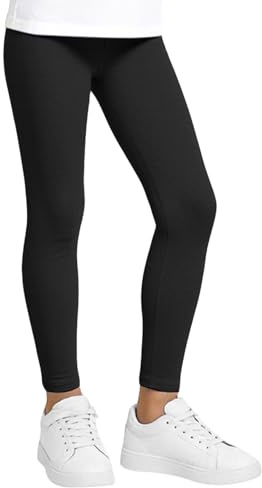 JinBei Leggings Niñas Algodón Mallas Infantiles Transpirable, 5-12 Años | Elástico, Cómodas, Cintura Elástico, Color Sólido, Largos Pantalones para Escuela, Deportivas, Running, Primavera, Otoño