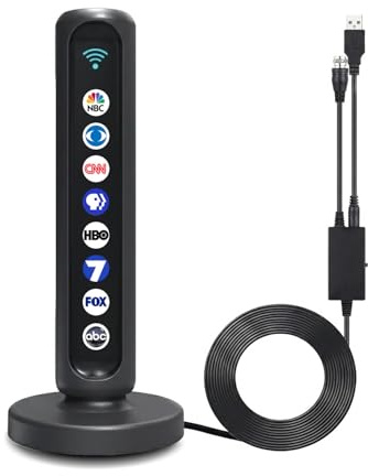WuayMiy Digital HD TV Antenna for Smart TV Indoor - 580 Miles High Gain Range - Amplified Signal Booster with Dual Switch for 4K 1080P Local Channels - Support Fire Stick & Older TVs