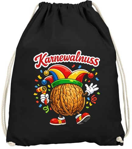 MoonWorks® Turnbeutel - Karnevalsnuss - Flachwitze Accessoires Fasching Karneval Gadgets Spruch lustig Faschingsartikel Tasche Gymbag Schwarz unisize