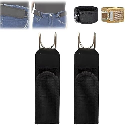 Generisch 2 Stück Gürtel Ohne Schnalle Für Herren Damen, Unsichtbarer Elastischer Gürtel Mit Metallhaken Und Klettverschluss, Unisex Dehnbarer Gürtels Ohne Schnalle Für Damen Herren Leicht (Schwarz)