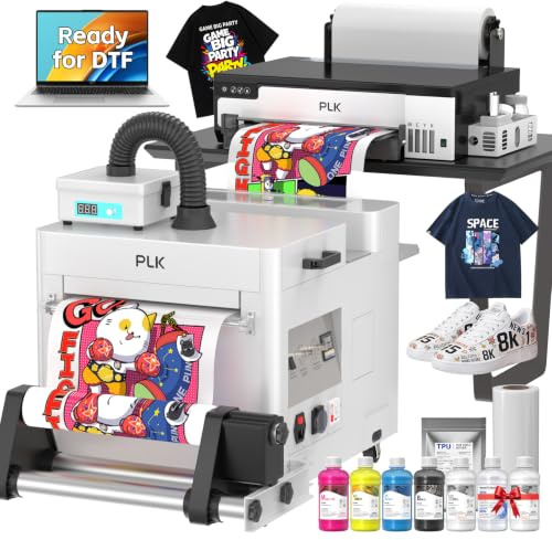 PLK Professioneller A3 DTF Drucker XP600, Automatisches Pulverstreu- und Trocknungssystem, Doppelte Druckgeschwindigkeit, Rollenvorschub