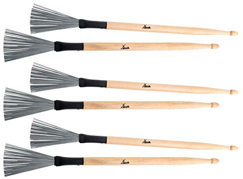 XDrum WTD-1L Wire Tap Drumstick Brushes largo (combinación de escobillas y baquetas para jazz, escobillas y baquetas en uno, uso versátil, longitud total: 37 cm, apertura de escobillas: 6,5 cm)
