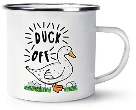 Duck Off Retro Enamel Mug Cup