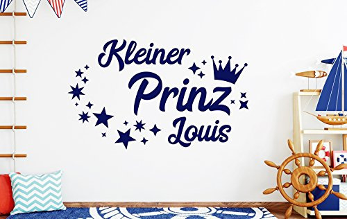 tjapalo® db-pkm359 Wandtattoo Kinderzimmer junge name Wandtattoo jungenzimmer Wandtattoo kleiner Prinz mit Namen (B100 x H58 cm)