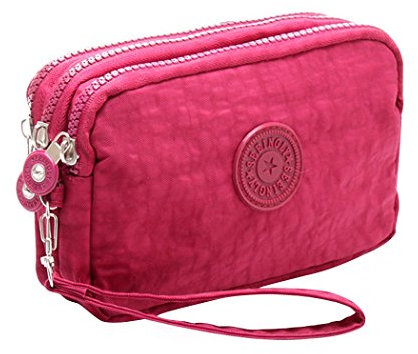 Forlady, Pochette multiuso con 3 scomparti, chiusura con cerniera, per chiavi, denaro, cellulare, adatta per lo sport vino Taglia unica