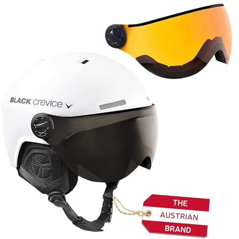 Black Crevice Skihelm Arlberg mit 2 Visier, weiß, S (51-53)