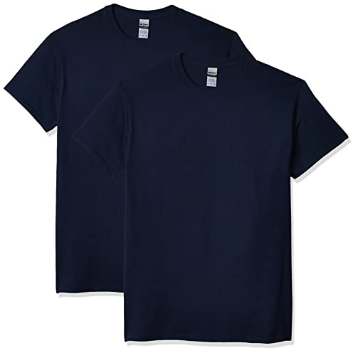 Gildan Mens Ultra Cotton T-Shirt Style G2000 T-Shirt, Navy Blue - Pack of 2, L