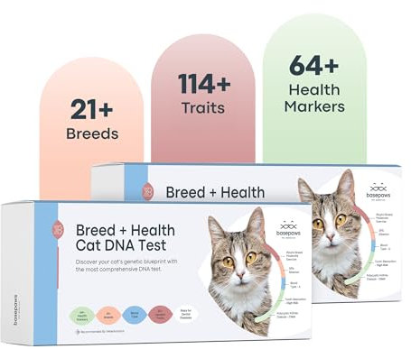 Basepaws Katzen-DNA-Test-Set, 2 Stück, umfassende Rassen-, Gesundheits- und Zahnanalyse über 114 Eigenschaften für genaue und einfach zu bedienende genetische Erkenntnisse