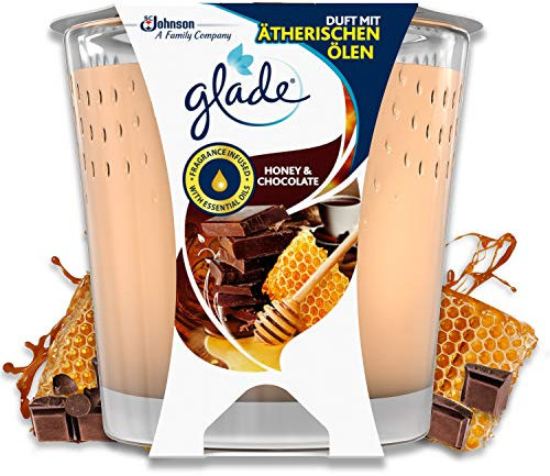 Glade (Brise) Duft-Kerze im Glas, Honey & Chocolate, bis zu 30 Stunden Brenndauer, 129 g