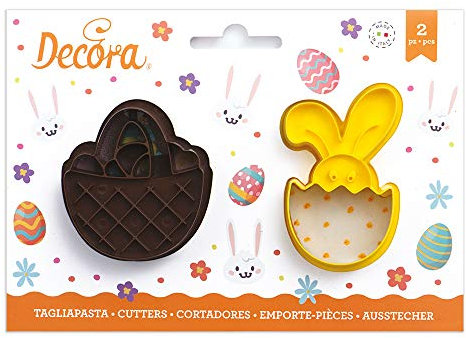Dream' s Party Kit 2 TAGLIAPASTA di Pasqua PASQUALI - Cestino e Bunny - formine stampi Taglia Biscotti per Creare Fantastici Dolci e decori Torte - Ideale per Decorazioni in Pasta di Zucchero