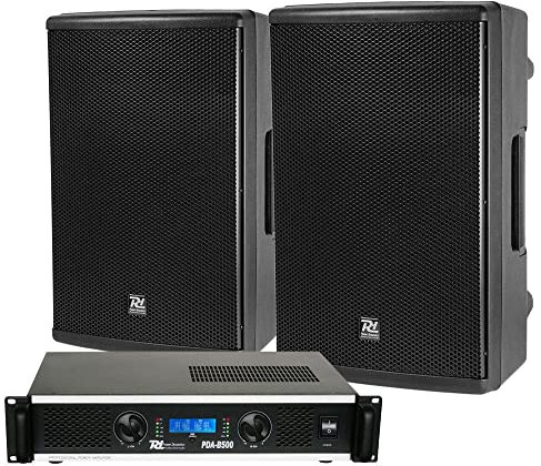 Power Dynamics Kit Sono DJ -Système de Sonorisation avec 2 Haut-Parleurs PD412P 12 - 2400W, Idéal pour Animer vos Soirées