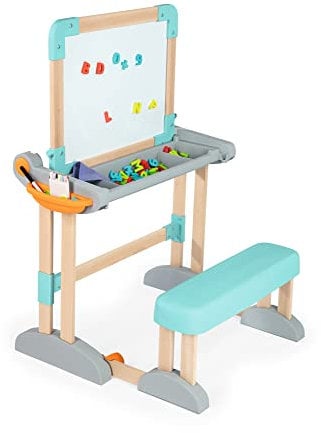 Smoby - Holzschreibtisch 2-in-1 - Zusammenklappbar, Schreibtisch und Kreativtafel, viel Zubehör, aus Buchenholz, für Kinder ab 3 Jahren