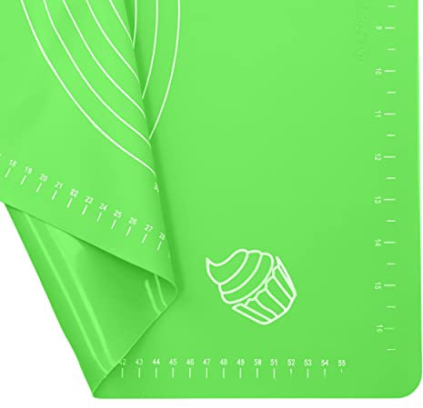 mumbi Backmatte Teigmatte Ausrollmatte Backunterlage Groß XXL Antihaft rutschfest 64x45cm Grün, 31144