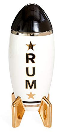 Jonathan Adler 30635 Rum Rocket Decanter, Porcelain, White/Black/Gold
