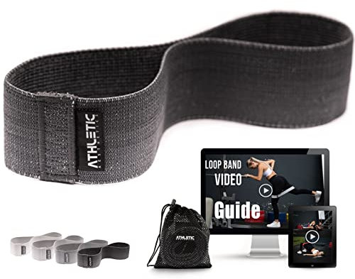 ATHLETIC AESTHETICS Premium Stoff Fitnessbänder [Textil Fitness Band (grau) Einzeln & als Set + Tasche und Videokurs] Miniband Fitnessband Trainingsband - Sport Bänder Resistance Bands für Booty
