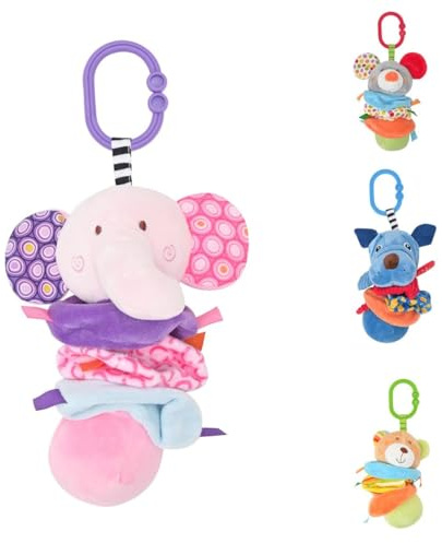 Lorelli Baby Plüschtier, Vibration, C-Ring, Faltenzonen, Greifling, Spielbogen, Farbe:rosa