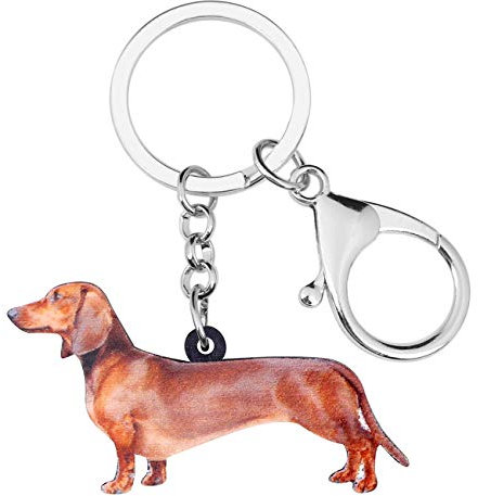 NEWEI Acrylique Chien Porte Clef Cute Chien Mignon Anneau Mousqueton Porte Clé Idee Cadeau Femmes Filles (Teckel)