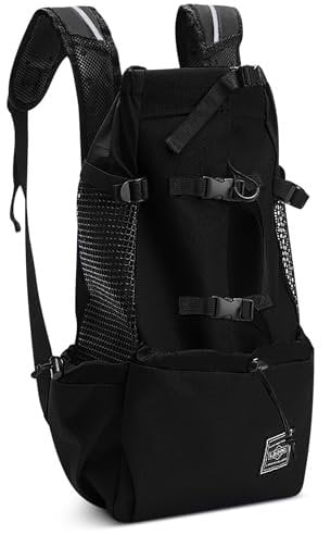 ALLSOPETS Hundetragerucksack Tragbarer Verstellbarer Hunderucksack für Kleine Mittelgroße Große Hunde Haustierrucksack zum Reisen Wandern Bergsteigen Camping (Kohlenschwarz, XL)
