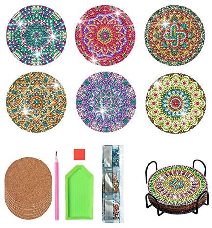 6 Pcs Basteln Erwachsene Diamond Painting Untersetzer Gläser Set, 4 Inch Untersetzer Kork, Korkuntersetzer