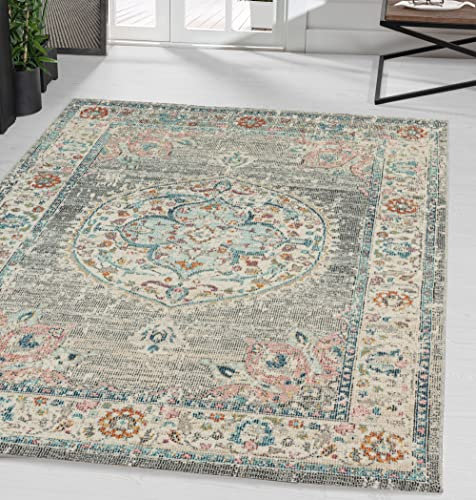 the carpet Palma - vielseitiger Indoor- & Outdoor-Teppich, modernes Design, Wohnzimmer, wetterfest & UV-beständig, langlebig und pflegeleicht, Balkon, Wintergarten, Grau-Orient, 80 x 300 cm