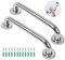 2 Pack Anti-Slip Shower Grab Rails for Bathroom, Chrome Stainless Steel Hand Rail - Safety Disability Aid & Equipment Bath Handles, Bathroom Grab Rail for Toilet, Stairs (16 Inch, Silver)
