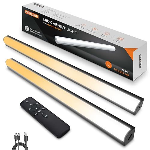 MEKKLEON Unterbauleuchte küche led mit Fernbedienung, wiederaufladbare Ladenleuchte vitrinenbeleuchtung led kabellose für Kleiderschrank (Black, 30CM)