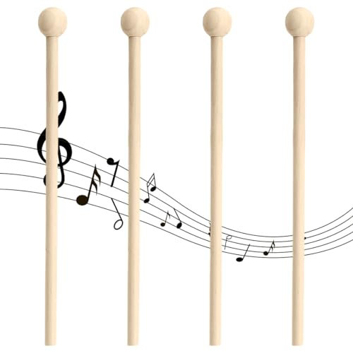 Conjunto de baquetas para percusión y mazos de instrumentos: incluye 4 baquetas para percusión, campanas de marimba, bloque de xilófono y carillón, para músicos de nivel intermedio y avanzado