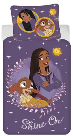 Jerry Fabrics Disney Wish Shine On Bettwäsche, Bettbezug und Kissenbezug, 100 % Baumwolle, europäische Größe