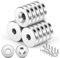 Wzone 15x3mm Neodym Magnete mit Loch 15 Stück Mini Magnete Stark mit Schrauben Flach für Magnetplatte, Küche, Kühlschrank und Werkzeugraum