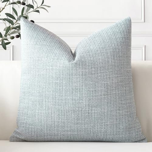 Artscope 1er Set Kissenbezug Einfarbig Wurfkissenbezug Leinen Kissenbezüge 40x40cm Moderne Dekokissen Kissenhülle Set Kissen Fall für Sofa Schlafzimmer Zuhause Dekor, Blau Grau
