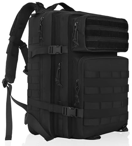 OUUTMEE Militärischer taktischer Rucksack, große Kapazität, Army Assault Militär Rucksack, Tagesrucksack, 45L,Schwarz