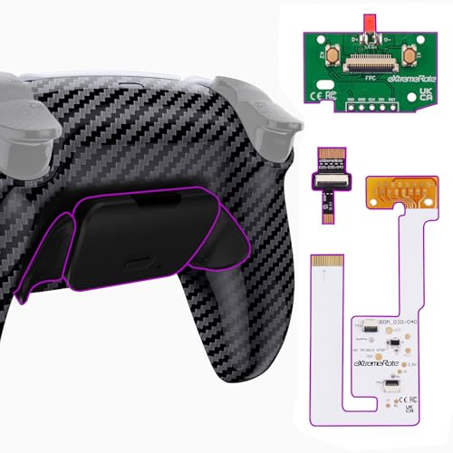 eXtremeRate Rise V3 Remap Kit für ps5 Controller BDM-030/040/050 Modell, Upgrade Remap Platine & Custom Rückgehäuse Case & Konfigurierte Back Paddles Set für ps5-Carbon Fiber